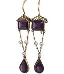 VINTAGE FACET STONE AND PEARL DROP EARRING-0