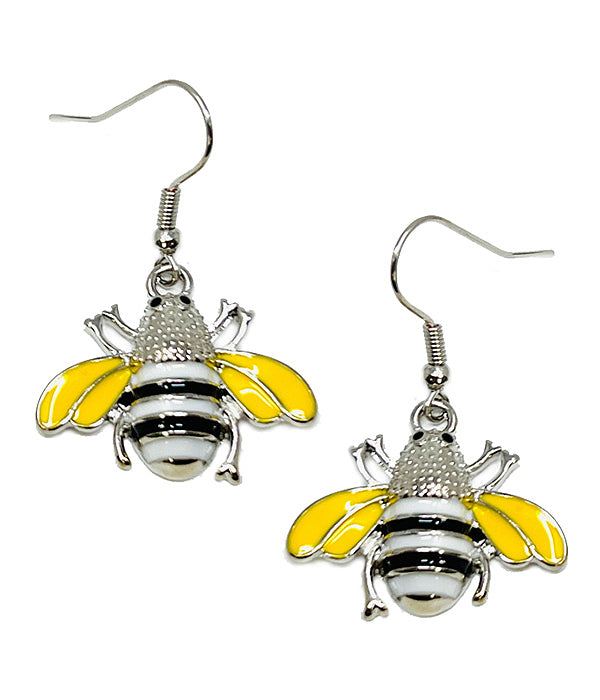 GARDEN THEME EPOXY BEE EARRING-0