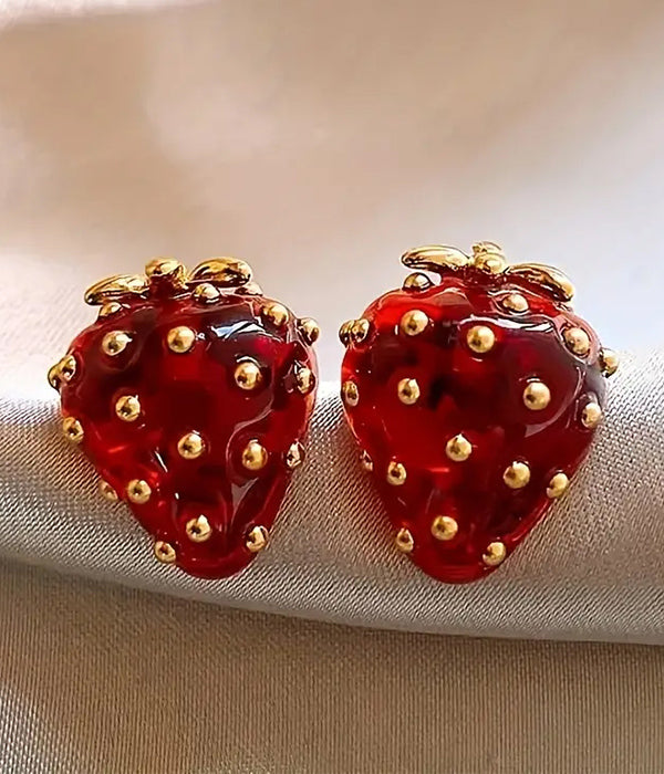 STRAWBERRY ACRYLIC EARRING-0