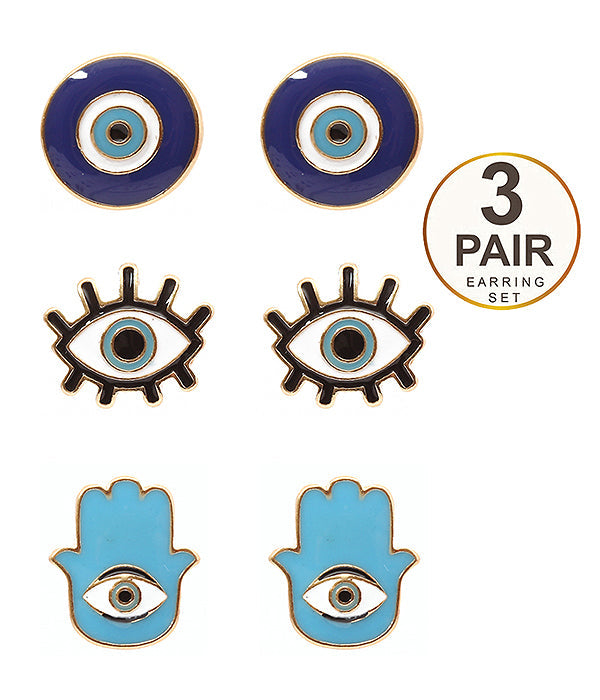 MIXED EYE EARRING SET-0