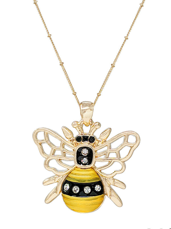 GARDEN THEME BUG PENDANT NECKLACE - BUMBLE BEE-0