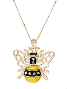 GARDEN THEME BUG PENDANT NECKLACE - BUMBLE BEE-0