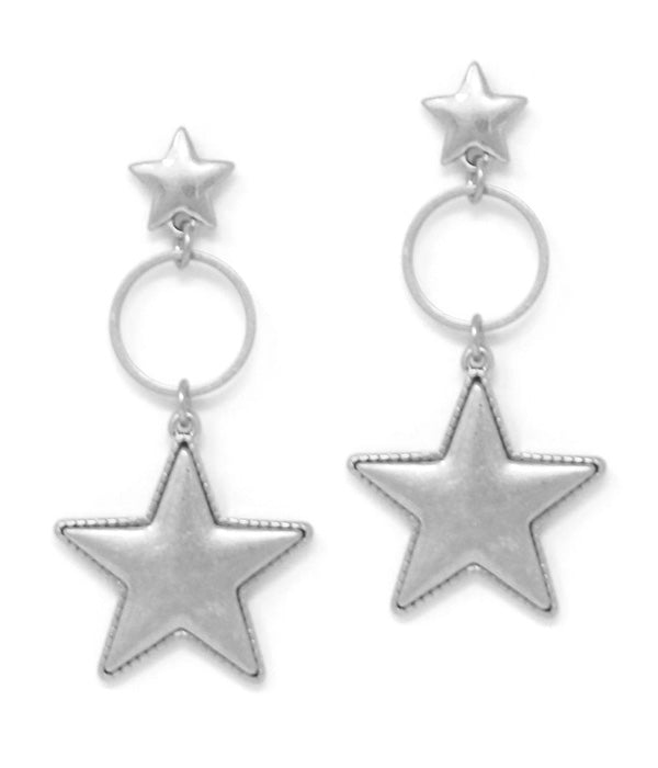 METAL HOOP AND STAR DROP EARRING-0