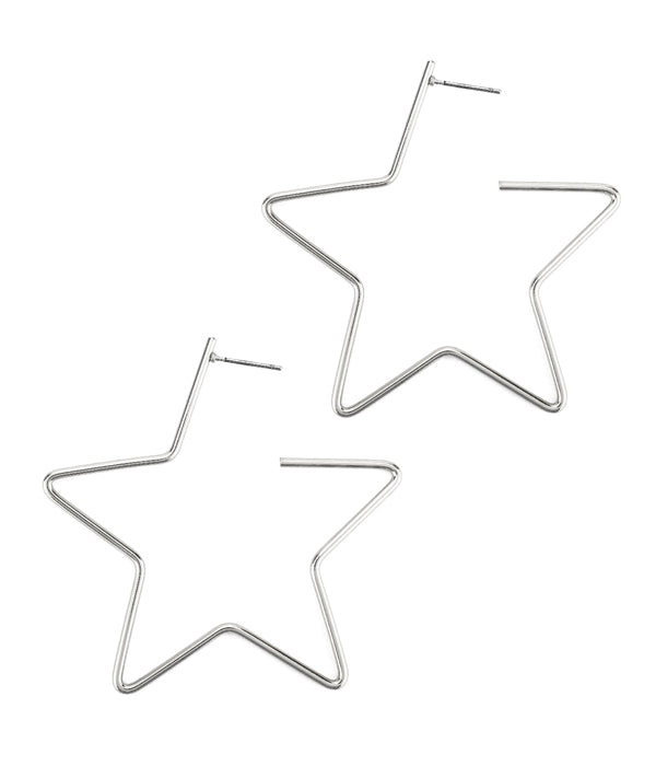 STAR WIRE HOOP EARRING-0