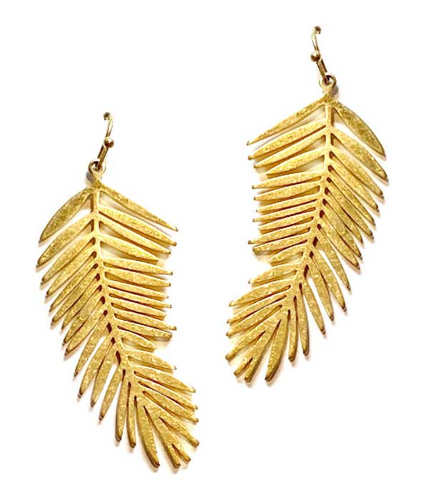 METAL FEATHER EARRING-0
