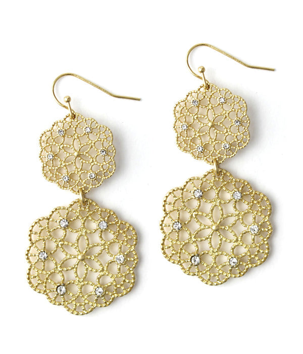METAL FILIGREE DROP EARRING-0