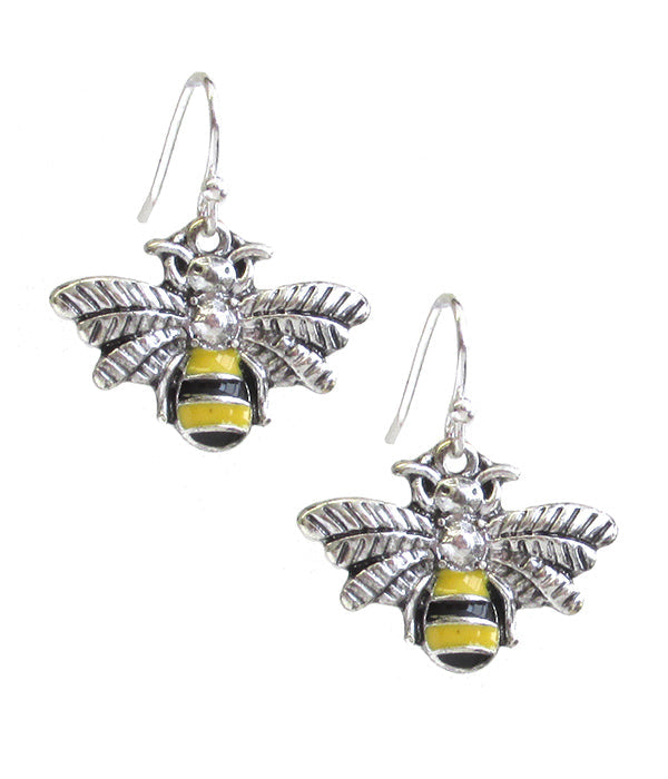 GARDEN THEME EPOXY BEE EARRING-0