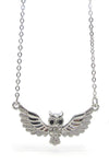 MADE IN KOREA WHITEGOLD PLATING CRYSTAL OWL PENDANT NECKLACE-0
