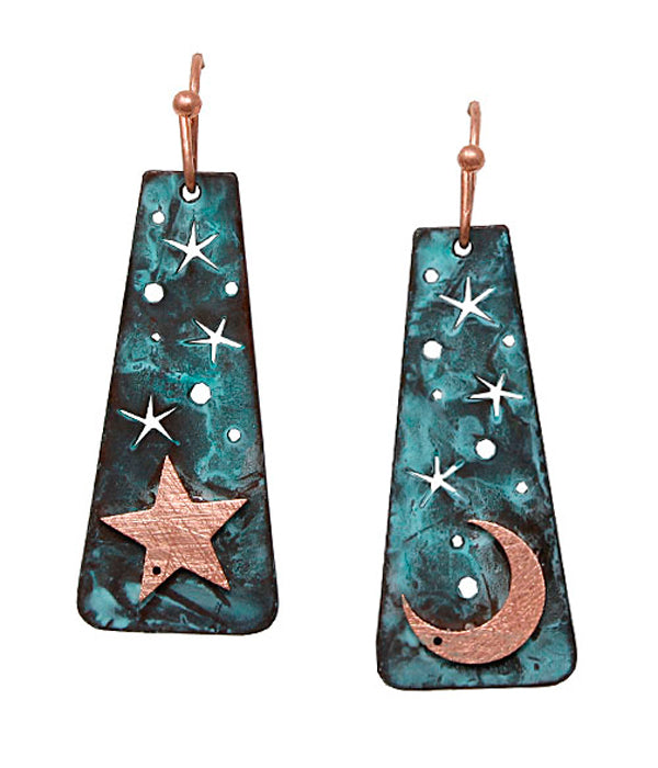 PATINA MOON AND STAR EARRING-0