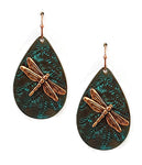 VINTAGE METAL DRAGONFLY TEARDROP EARRING-0