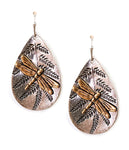 VINTAGE METAL DRAGONFLY TEARDROP EARRING-0