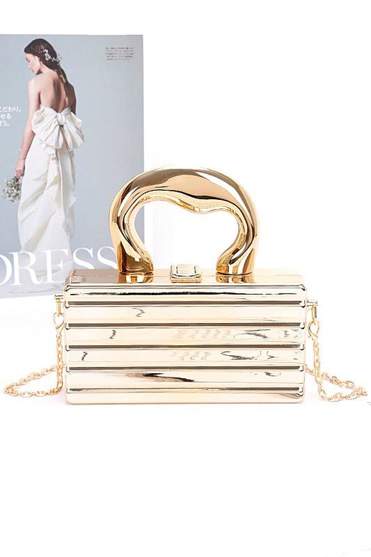 Metallic Top Handle Acrylic Box Clutch Bag-0