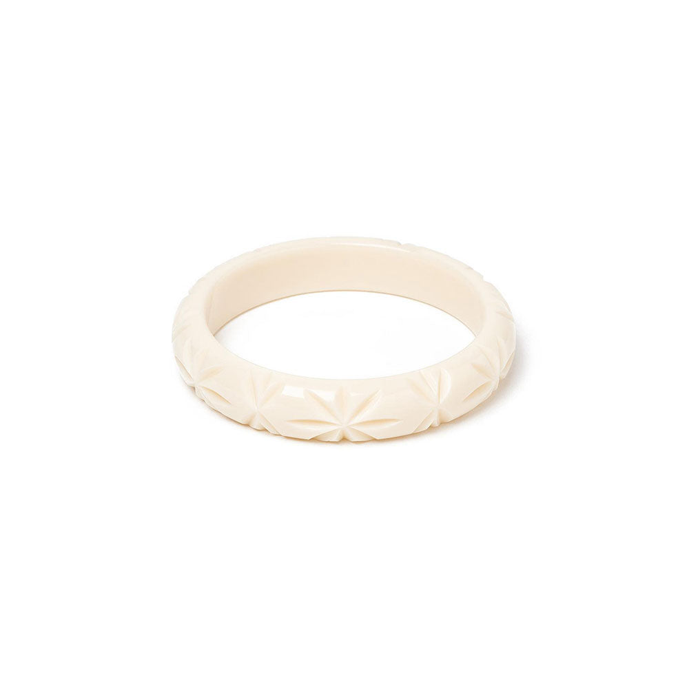 Midi Cream Heavy Carve Bangle by Splendette-0