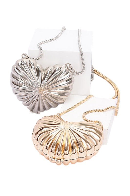 Mini Textured Heart Shape Box Clutch Swing Bag-0
