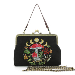 Moon Phases Mushroom Vintage-Inspired Kisslock Handbag-0 width=100 