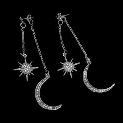 "Pandia" Star and Moon Earrings width=100 