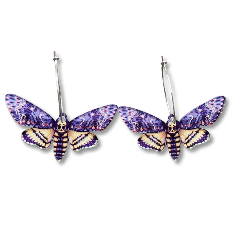 "Eloise" Moth Earrings - Purple