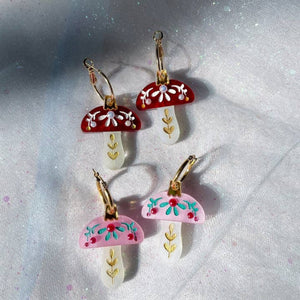 Mushroom Ornament Acrylic Earrings-1