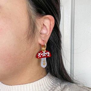 Mushroom Ornament Acrylic Earrings-2