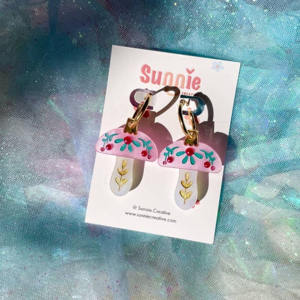Mushroom Ornament Acrylic Earrings-3