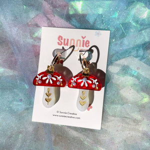 Mushroom Ornament Acrylic Earrings-0