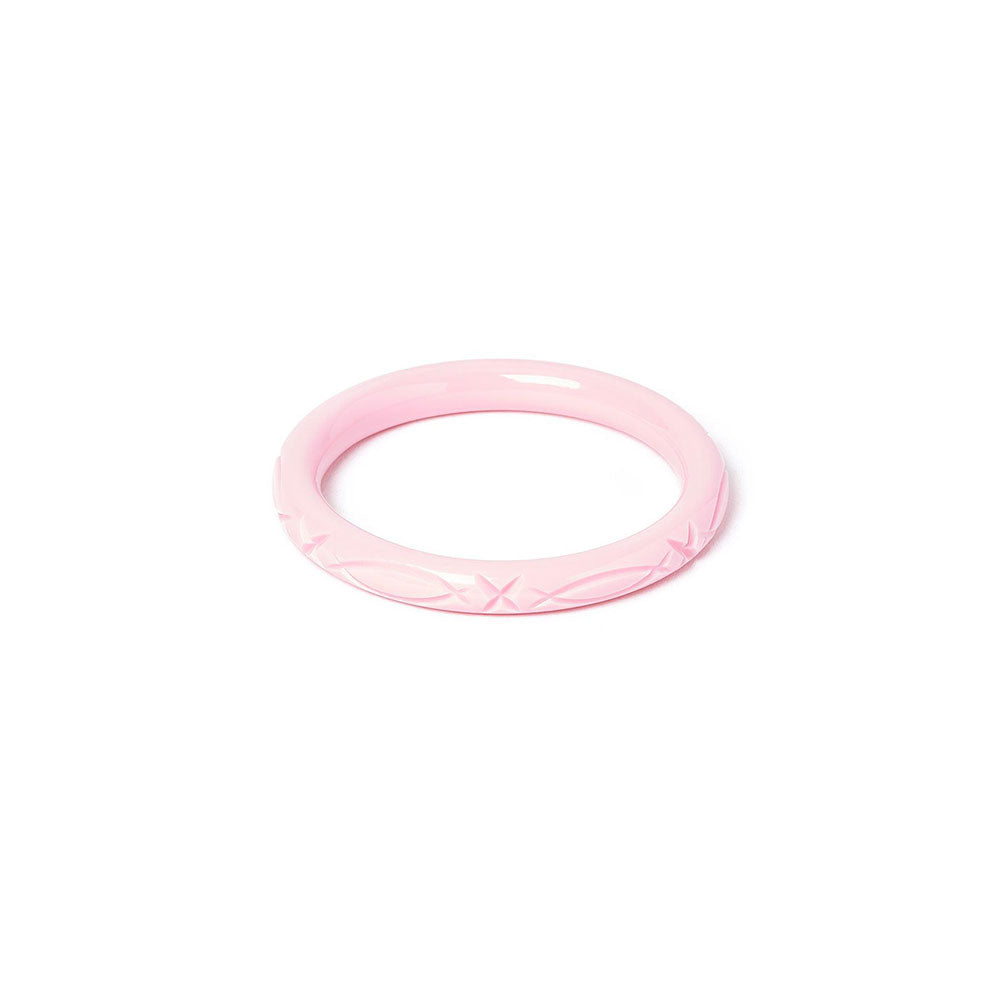 Narrow Baby Pink Heavy Carve Bangle by Splendette-0
