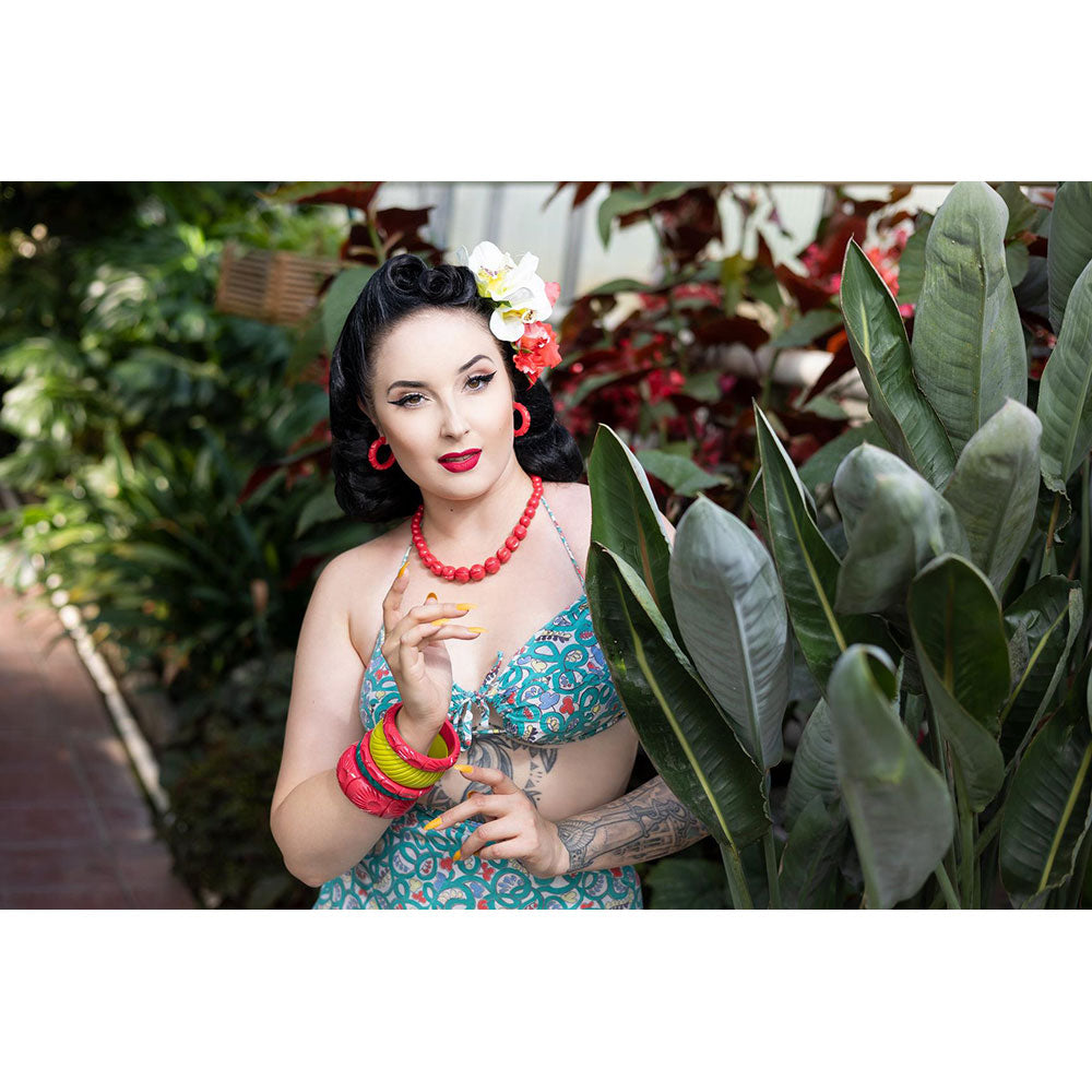 Narrow Hibiscus Heavy Carve Bangle by Splendette-1