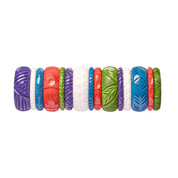 Narrow Hibiscus Heavy Carve Bangle by Splendette-2 width=100 