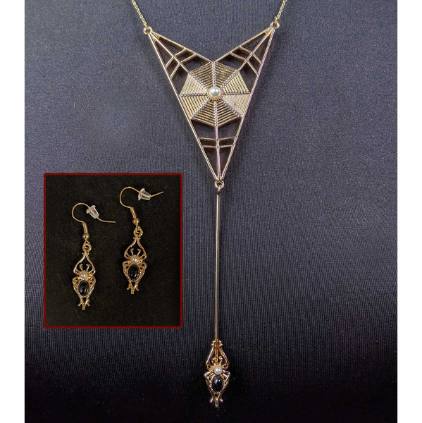 "Ophelia" Spiderweb Necklace & Earrings Set