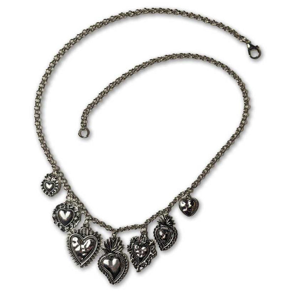"Tamarette" Silvery Hearts Necklace
