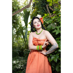 Palm Heavy Carve Drop Hoop Earrings by Splendette-1 width=100 