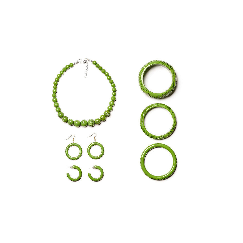 Palm Heavy Carve Drop Hoop Earrings by Splendette-2