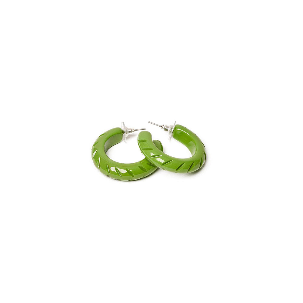 Palm Heavy Carve Hoop Earrings by Splendette-0