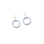 Powder Blue Heavy Carve Drop Hoop Earrings by Splendette-0