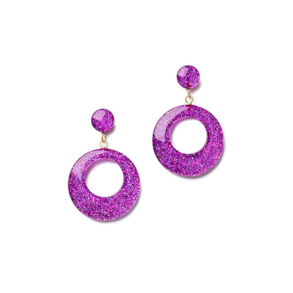 Violet Stardust Hoop Earrings