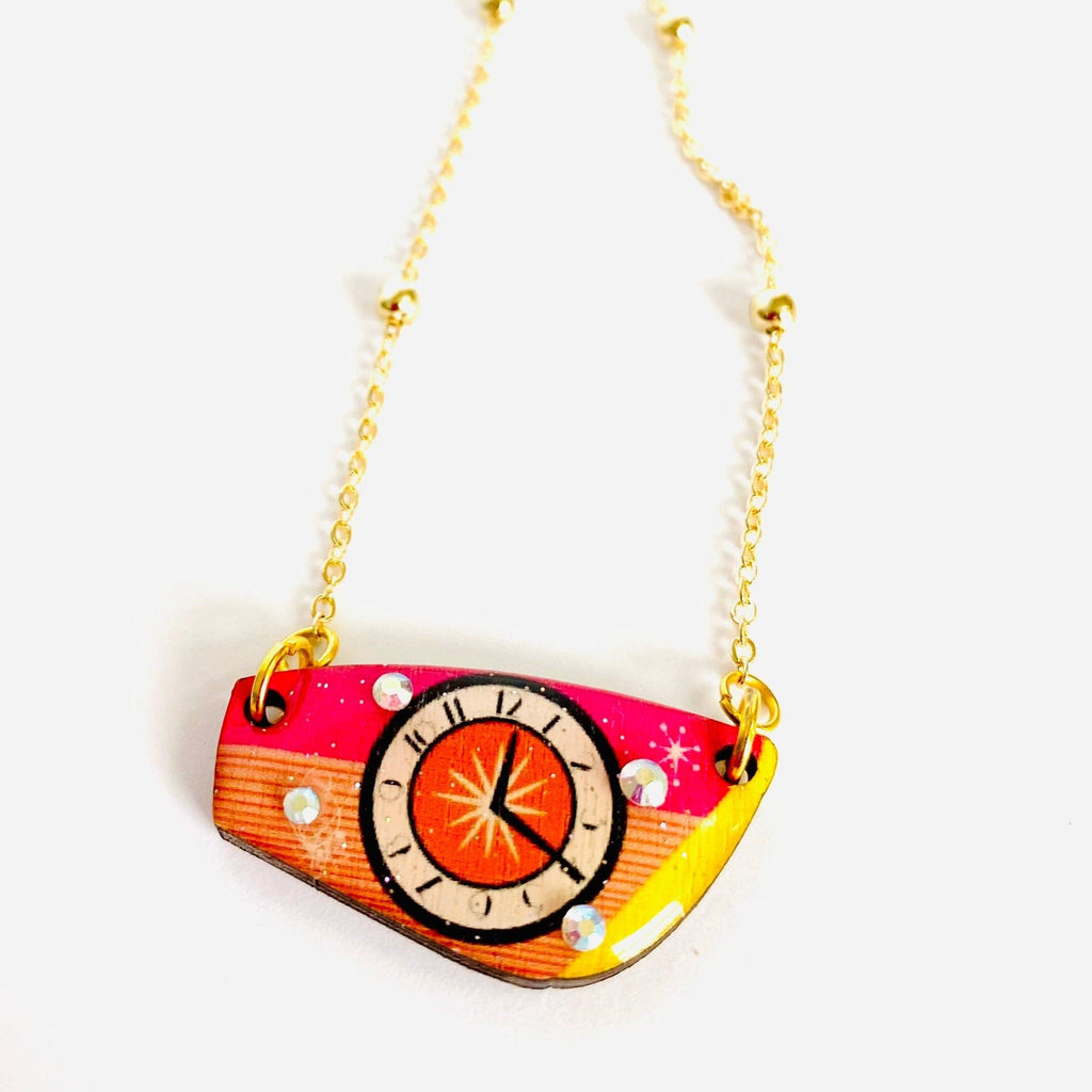Retro Clock Necklace by Rosie Rose Parker-0