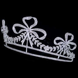 "Anna" Ribbon Bow Rhinestone Crown width=100 