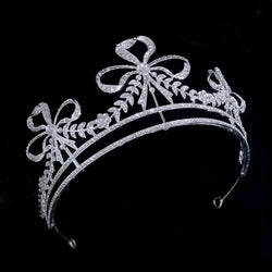 "Anna" Ribbon Bow Rhinestone Crown width=100 