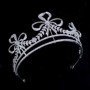 "Anna" Ribbon Bow Rhinestone Crown