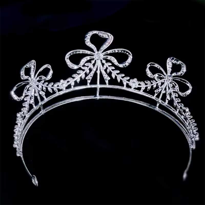 "Anna" Ribbon Bow Rhinestone Crown