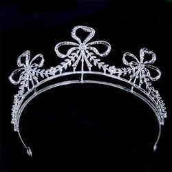 "Anna" Ribbon Bow Rhinestone Crown width=100 