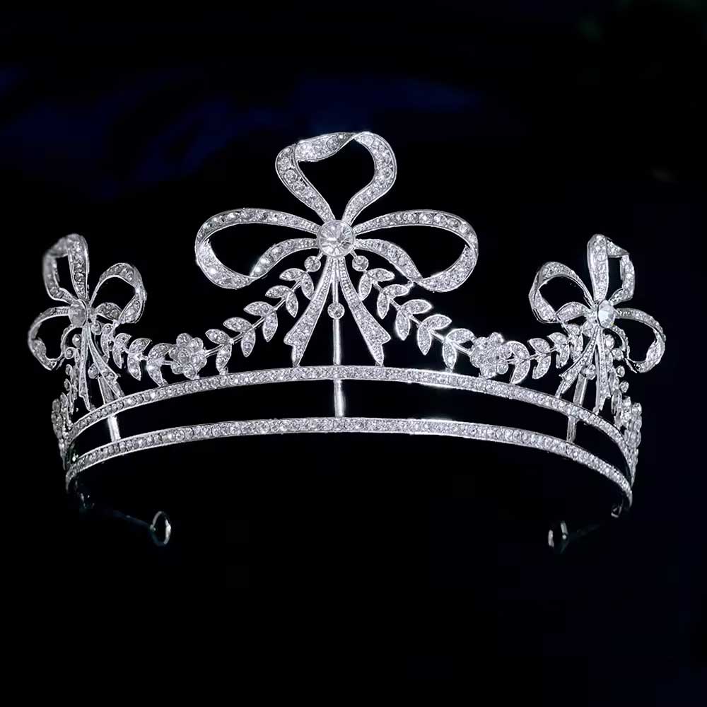 "Anna" Ribbon Bow Rhinestone Crown