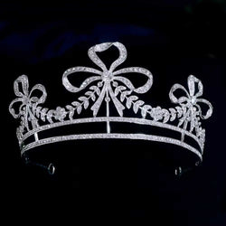 "Anna" Ribbon Bow Rhinestone Crown width=100 