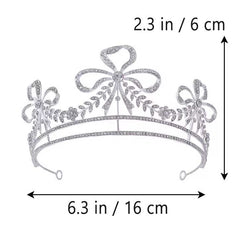 "Anna" Ribbon Bow Rhinestone Crown width=100 