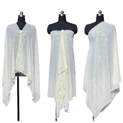 "Gilda" White Retro Print Chiffon Shawl width=100 