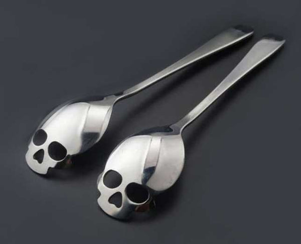 "Skully" Skull Teaspoon Pair - Chrome