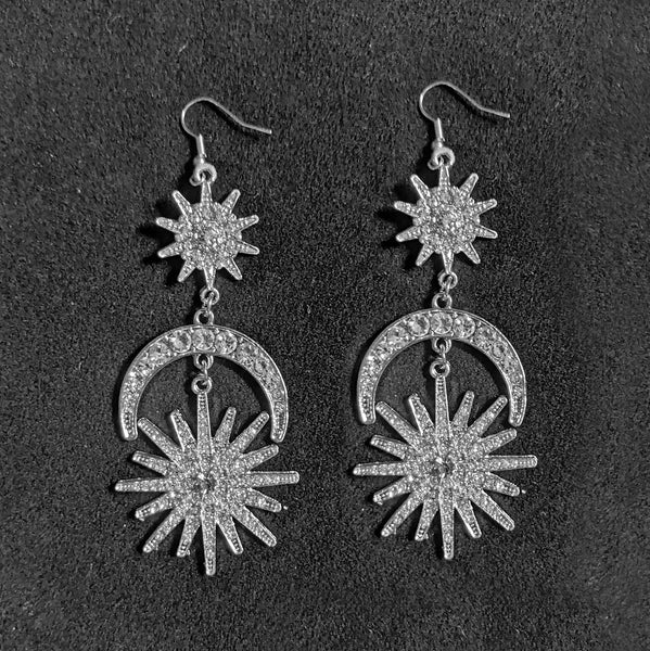 "Aludra" Moon and Starburts Earrings