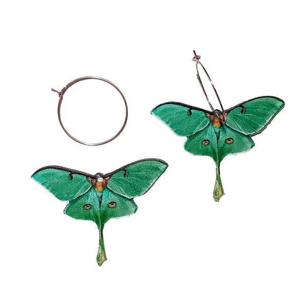 "Susie" Moth Earrings - Green