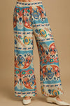 Umgee Full Size Wide Leg Border Print Pants Plus Size-0