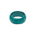 Wide Jade Green Heavy Carve Fakelite Bangle by Splendette-0